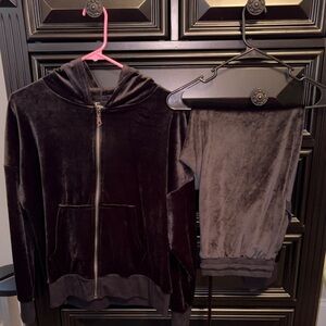 Black Velour Hoodie and Jogger Set